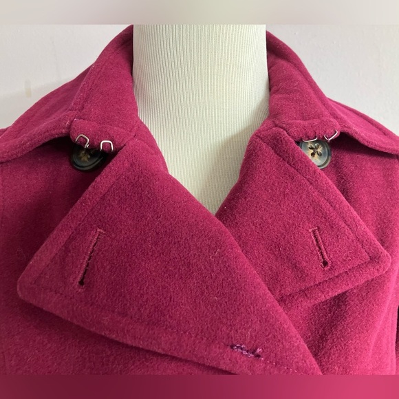 Women’s Double Breasted Wool Blend Pea Coat, S, Raspberry, Aeropostale - Picture 4 of 7